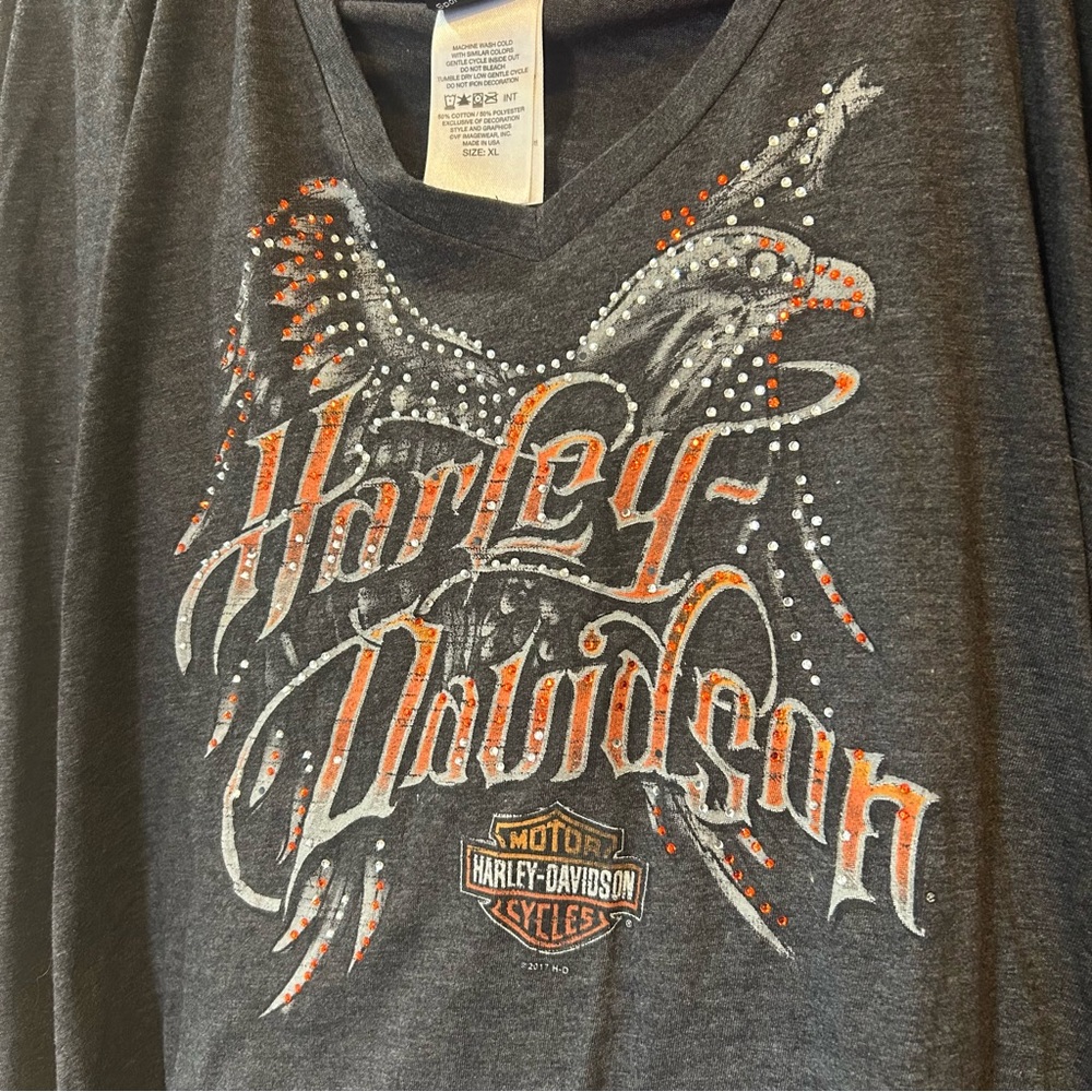 Harley-Davidson Bedazzled Graphic Long Sleeve Tee Size XL - Picture 4 of 6